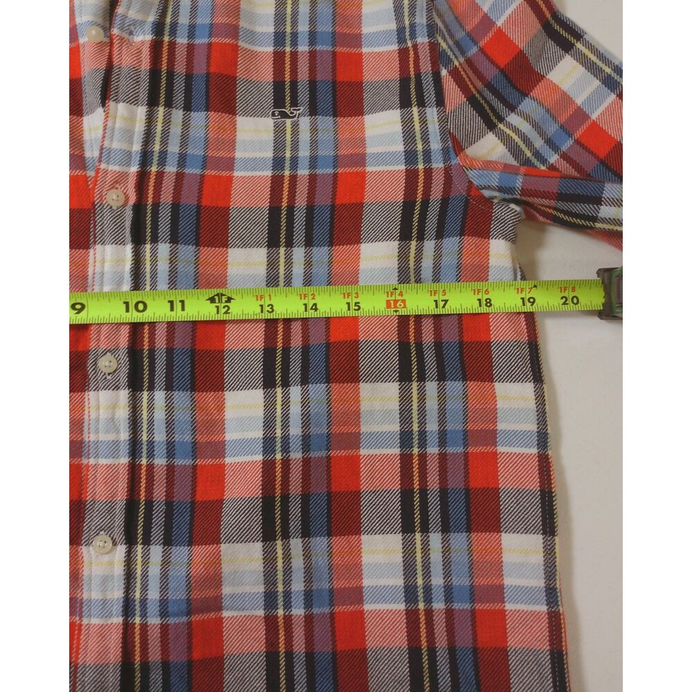 Vineyard Vines Soft Flannel Shirt XL Red Blue Plaid Button Down Whale Logo - Picture 6 of 8